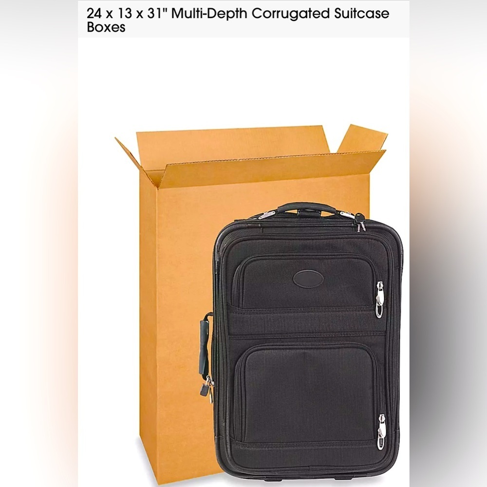 5 pcs ULINE 24 x 13 x 31" Multi-Depth Corrugated Suitcase Boxes (Commercial Grd)